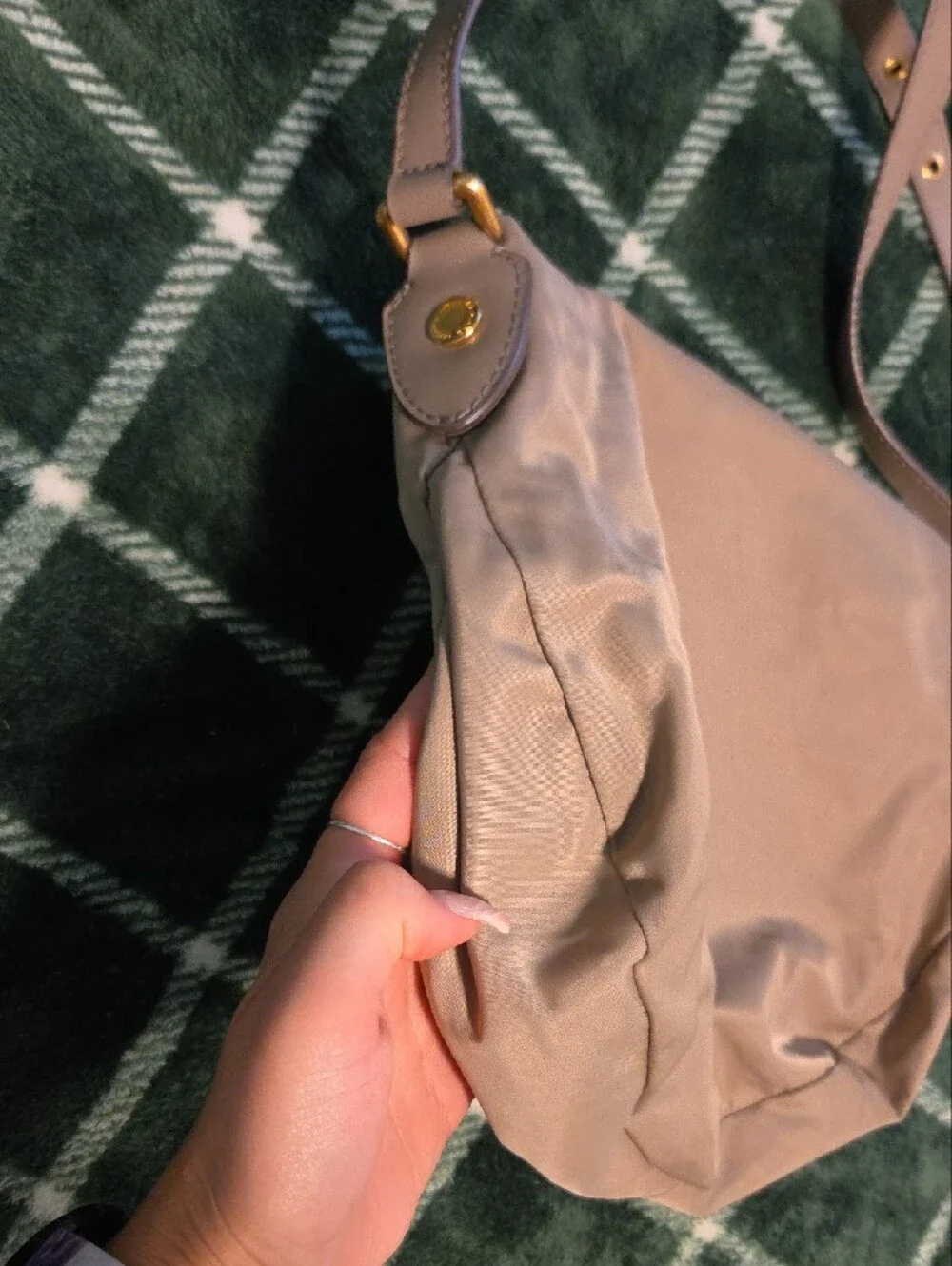 Marc By Marc Jacobs New York Taupe Crossbody Shoulder Bag Gold Hardware